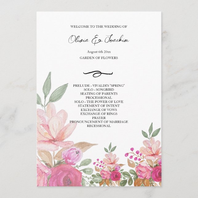 Colourful Marrissa Watercolor Hand-painted Prog Programme (Front)