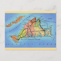 Colourful Martha's Vineyard Map 