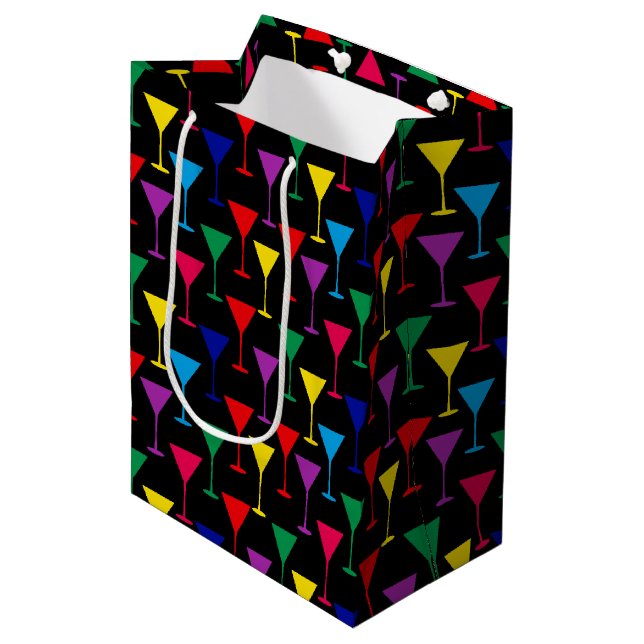 Colourful Martini Cocktail Pattern Medium Gift Bag (Front Angled)