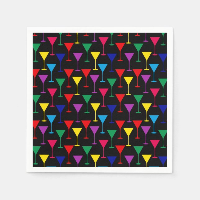 Colourful Martini Cocktail Pattern Napkin (Front)