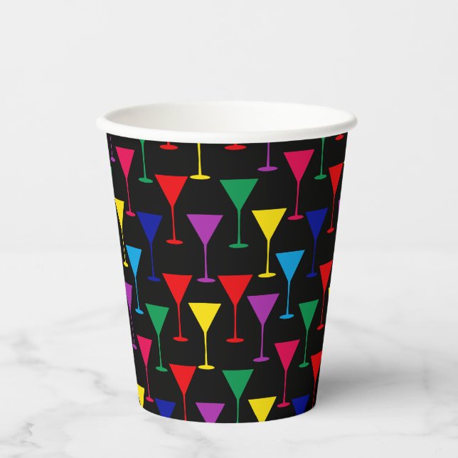 Colourful Martini Cocktail Pattern Paper Cups (Front)