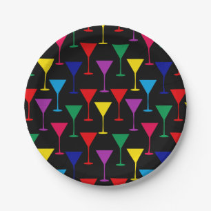 Colourful Martini Cocktail Pattern Paper Plate