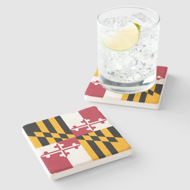 Colourful Maryland State Flag Stone Coaster (Side)