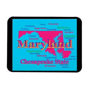 Colourful Maryland State Pride Map Silhouette Magnet