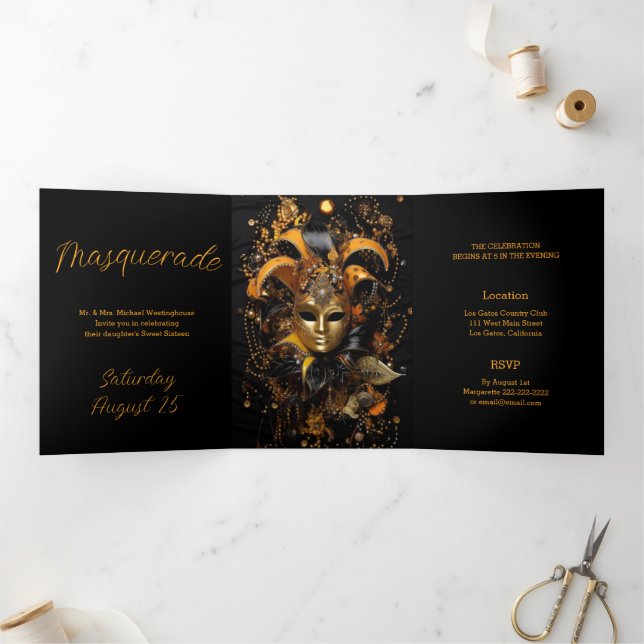 Colourful Masquerade Party Invitation (Inside)