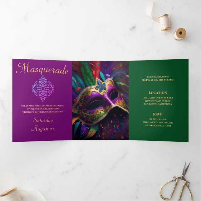 Colourful Masquerade Party Invitation (Inside)