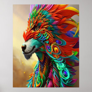 Colourful Masquerade Wolf Poster - Customisable Ar