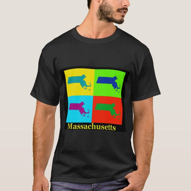 Colourful Massachusetts Art Map Oversized T-Shirt (Front)