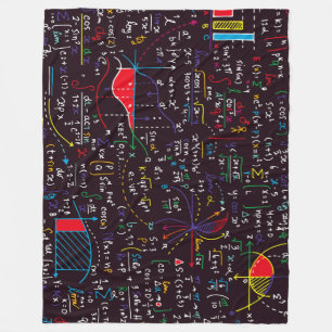 Colourful Math Equations and Formulas on Blackboar Fleece Blanket