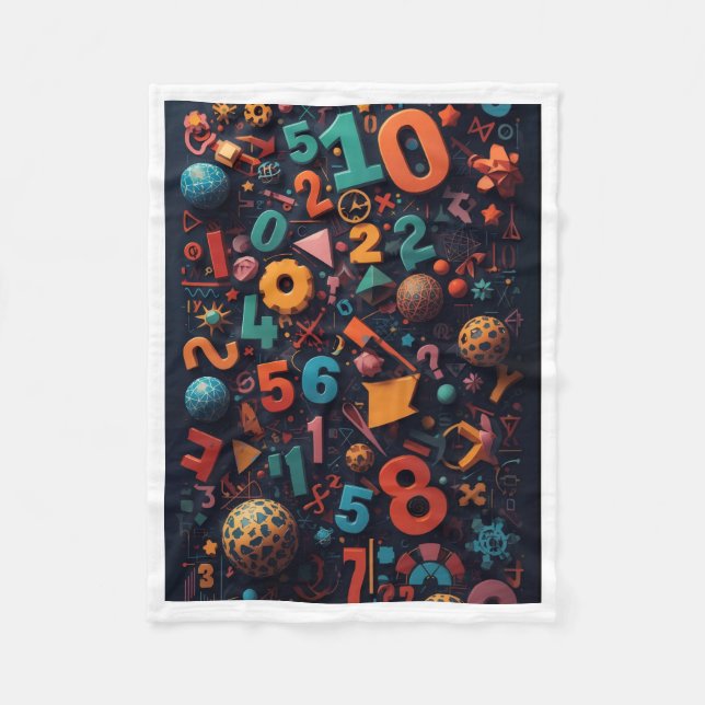 Colourful Math Numbers and Shapes Blanket (Front)