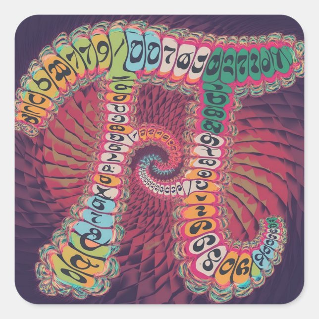 colourful math pi symbol square sticker (Front)