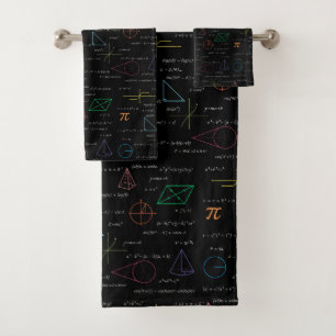 Colourful Mathematics Equations Math Formulas  Bath Towel Set