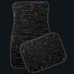 Colourful Mathematics Equations Math Formulas  Car Mat<br><div class="desc">A colourful mathematics equations and formulas pattern on a black background. An ideal design for math teachers,  mathematic enthusiasts,  scientists,  math students,  mathematics tutors,  arithmetic etc. A modern math pattern for back to school students and teachers etc.</div>