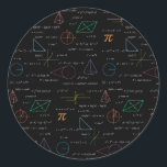 Colourful Mathematics Equations Math Formulas  Classic Round Sticker<br><div class="desc">A colourful mathematics equations and formulas pattern on a black background. An ideal design for math teachers,  mathematic enthusiasts,  scientists,  math students,  mathematics tutors,  arithmetic etc. A modern math pattern for back to school students and teachers etc.</div>