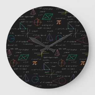 Colourful Mathematics Equations Math Formulas  Large Clock