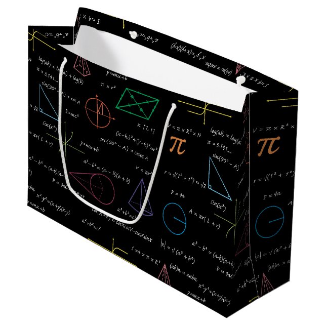 Colourful Mathematics Equations Math Formulas  Large Gift Bag (Front Angled)