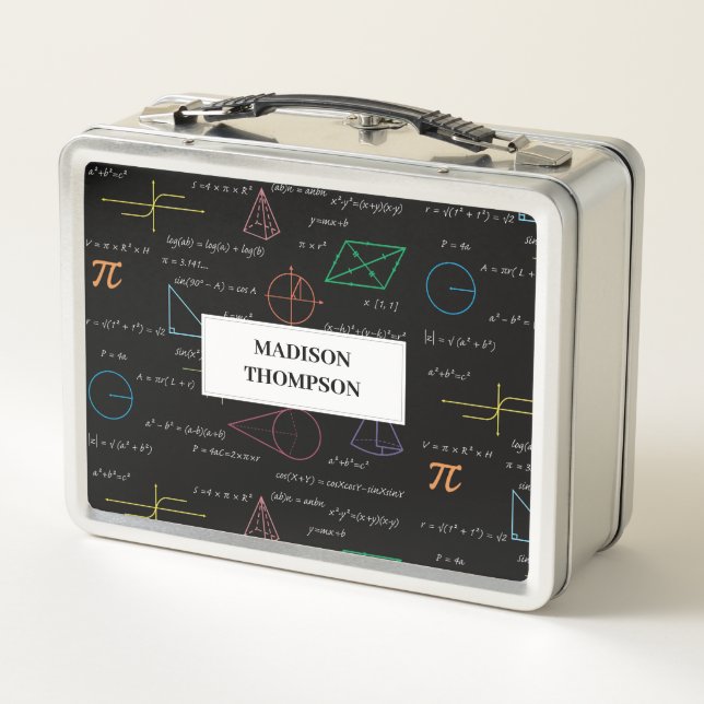Colourful Mathematics Equations Math Formulas  Metal Lunch Box (Back)