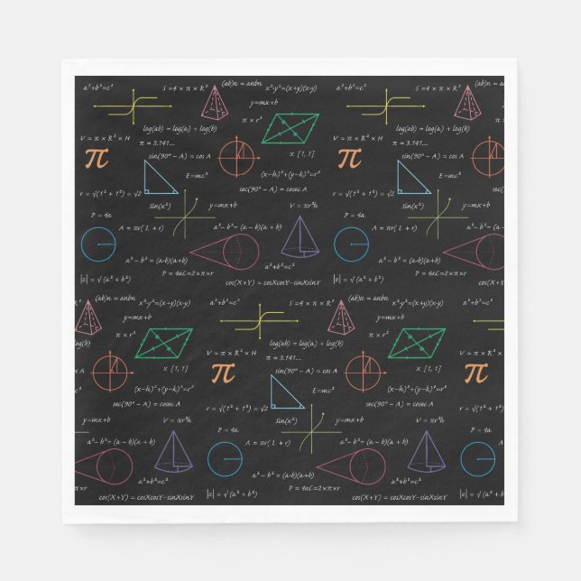 Colourful Mathematics Equations Math Formulas  Napkin (Front)