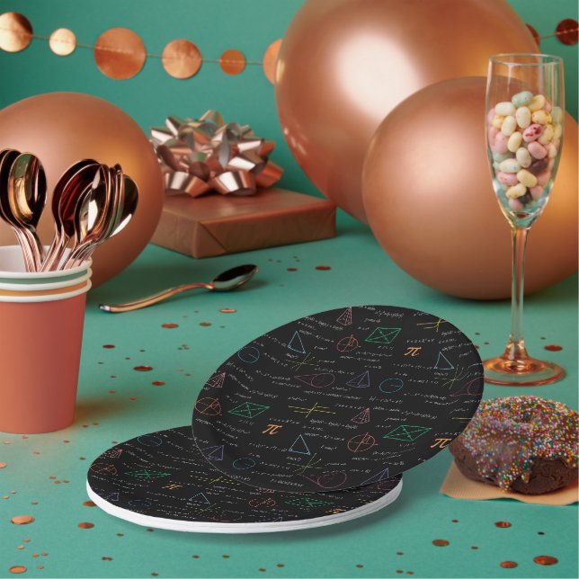 Colourful Mathematics Equations Math Formulas  Paper Plate (Multi)