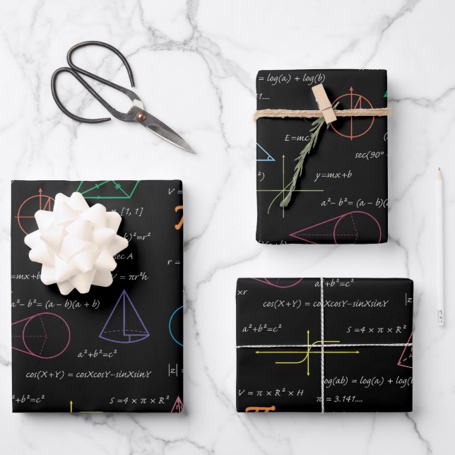Colourful Mathematics Equations Math Formulas  Wrapping Paper Sheet (Front)