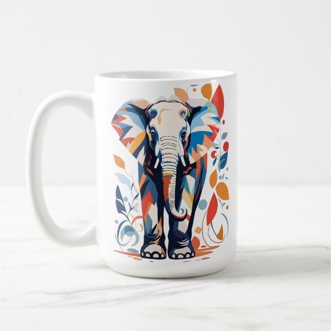 Colourful Matisse Inspired Elephant Design Coffee Mug (Left)