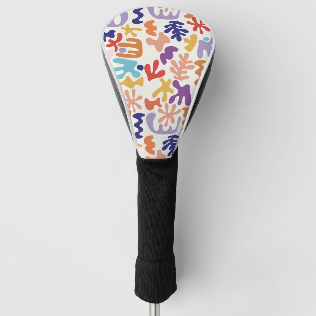 Colourful Matisse Pattern Abstract Botanical Shape Golf Head Cover (Front)