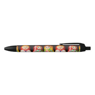 Colourful Matryoshka Dolls Black Ink Pen