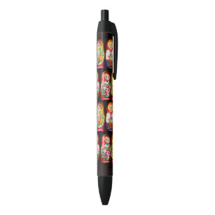 Colourful Matryoshka Dolls Black Ink Pen