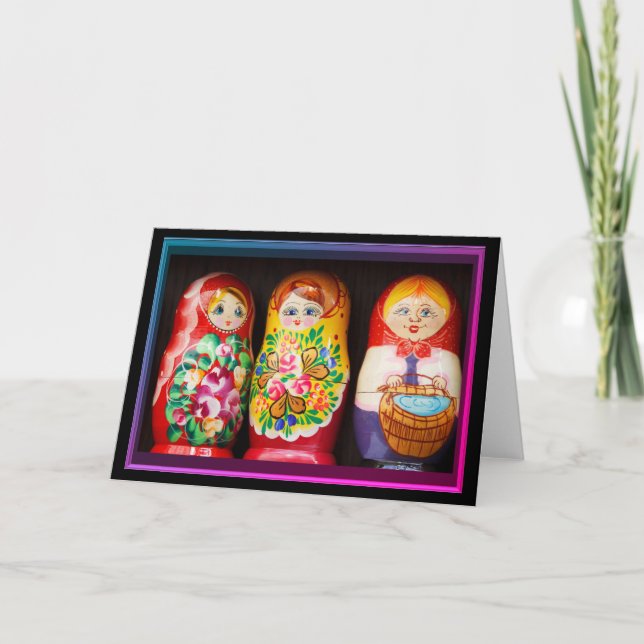 Colourful Matryoshka Dolls  Card (Front)
