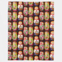 Colourful Matryoshka Dolls Fleece Blanket