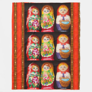 Colourful Matryoshka Dolls Fleece Blanket