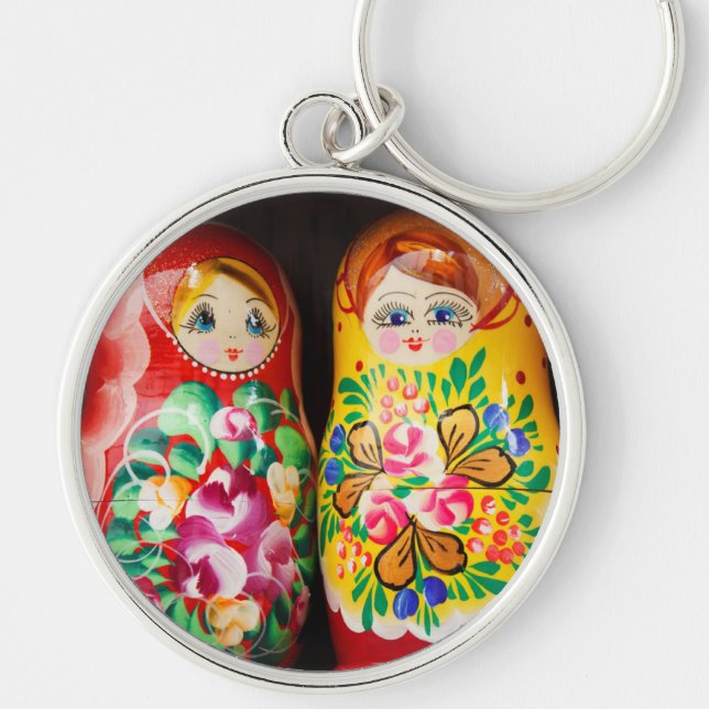 Colourful Matryoshka Dolls Key Ring (Front)