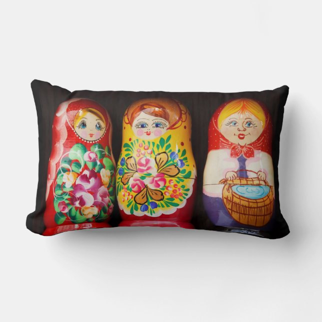 Colourful Matryoshka Dolls  Lumbar Cushion (Front)
