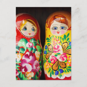 Colourful Matryoshka Dolls Postcard
