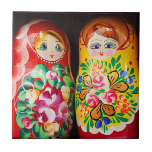 Colourful Matryoshka Dolls Tile
