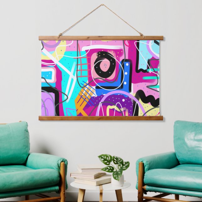 Colourful Maximalist Expressive Abstract  Hanging Tapestry (Living Room)