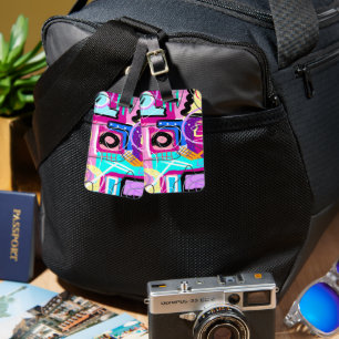 Colourful Maximalist Expressive Abstract Luggage Tag