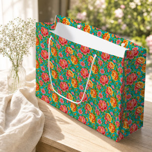 Colourful Maximalist Vintage Floral Large Gift Bag