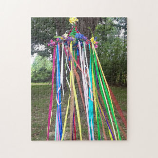 Colourful May Pole Ribbon Beltane Celebration Jigsaw Puzzle