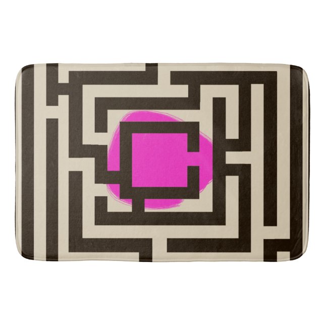 Colourful Maze Pattern on Custom Colour Bath Mat (Front)