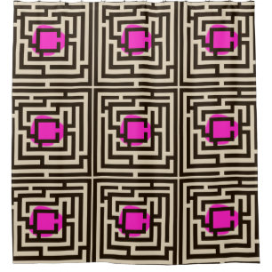 Colourful Maze Pattern on Custom Colour Shower Curtain