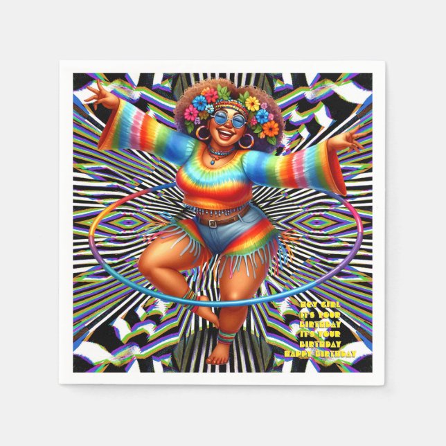 Colourful-Me Hippie Chic Birthday Paper Napkin (Front)