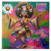 Colourful-Me Hippie Chic Flower Ceramic Tile