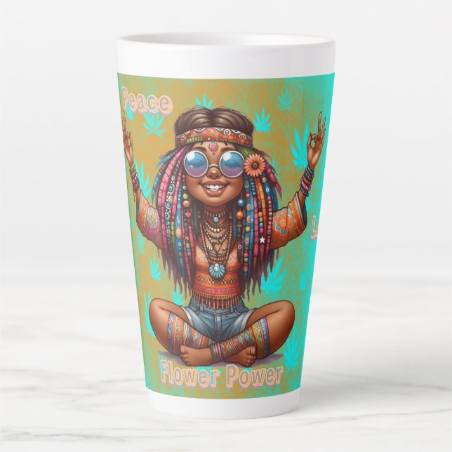 Colourful Me Hippie Chic Flower Power Latte Mug (Front)