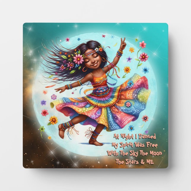 Colourful-Me Hippie Chic Moon Plaque with Easel (Front)