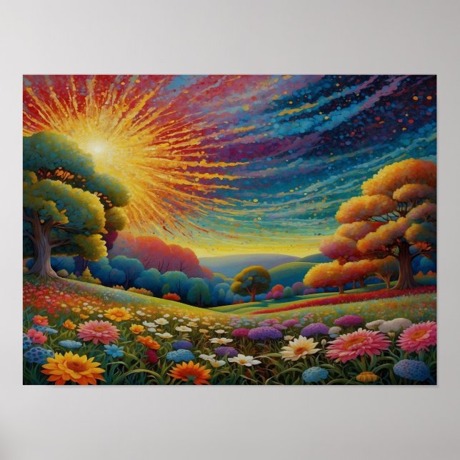 Colourful Meadow Art Poster (Front)