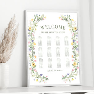 Colourful Meadow Flower Wedding Seating Chart