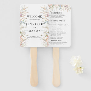 Colourful Meadow Flowers Spring Wedding Program Hand Fan
