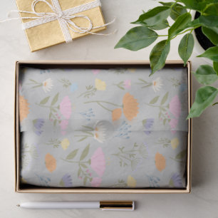 Colourful meadow on grey tissue paper
