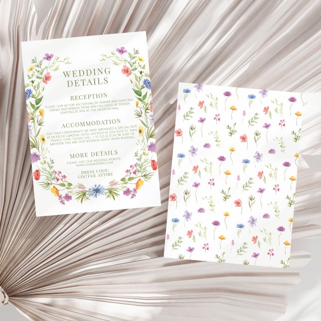 Colourful meadow wildflower garden wedding details enclosure card (Creator Uploaded)